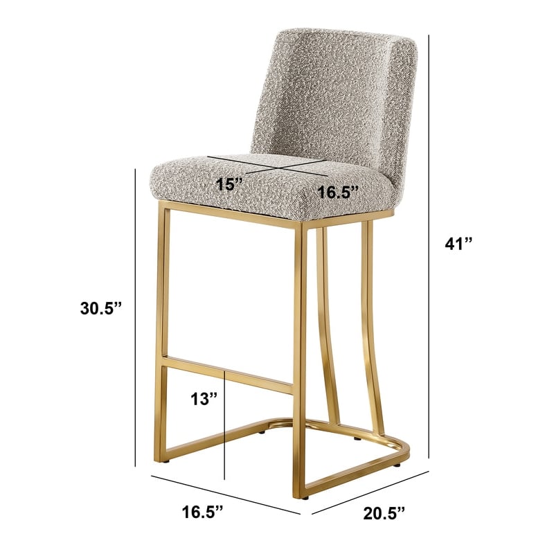 Best Quality Furniture Gray Boucle Fabric Barstools with Chrome Base
