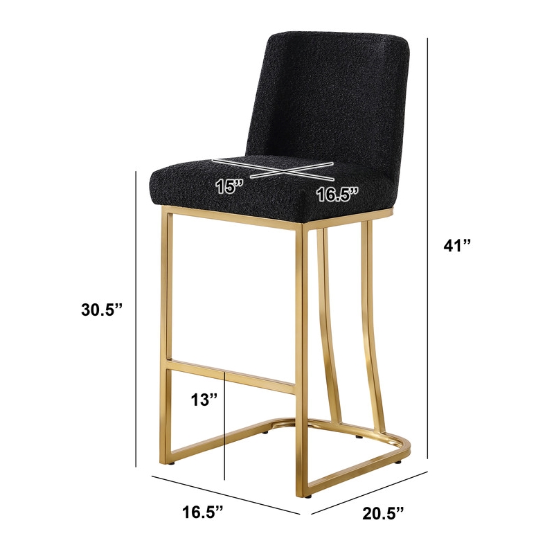 Best Quality Furniture Black Boucle Fabric Barstools with Chrome Base