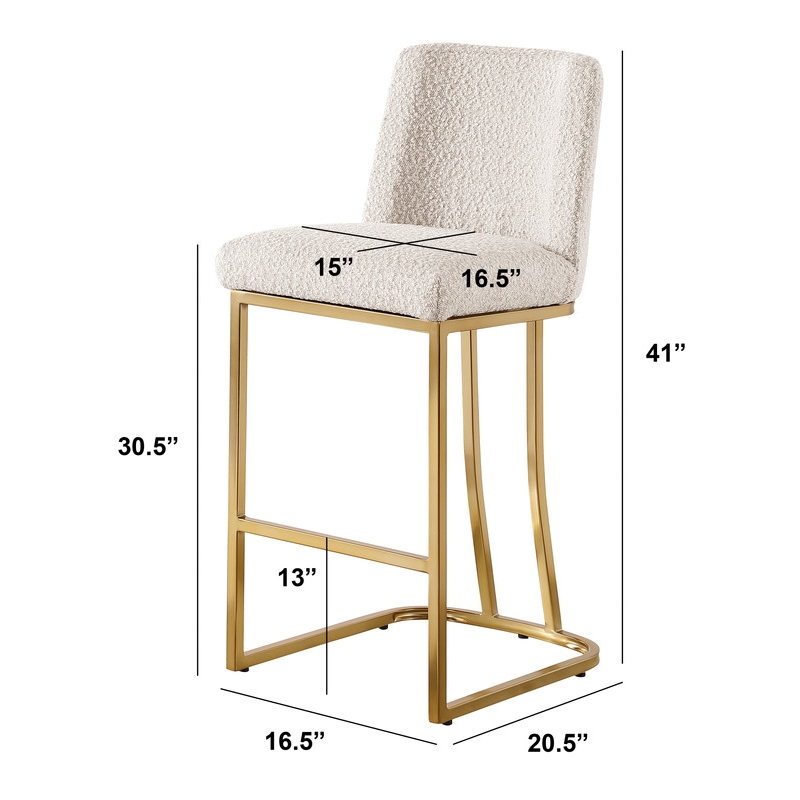 Best Quality Furniture Cream Boucle Fabric Barstools with Chrome Base
