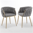 Best Quality Furniture Braided Accent Chairs in Dark Gray Teddy Boucle Fabric