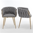 Best Quality Furniture Braided Accent Chairs in Dark Gray Teddy Boucle Fabric