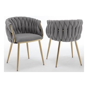 Best Quality Furniture Braided Accent Chairs in Dark Gray Teddy Boucle Fabric