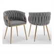 Best Quality Furniture Braided Accent Chairs in Dark Gray Teddy Boucle Fabric