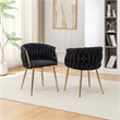 Best Quality Furniture Braided Accent Chairs in Black Teddy Boucle Fabric
