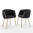 Best Quality Furniture Braided Accent Chairs in Black Teddy Boucle Fabric