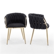 Best Quality Furniture Braided Accent Chairs in Black Teddy Boucle Fabric