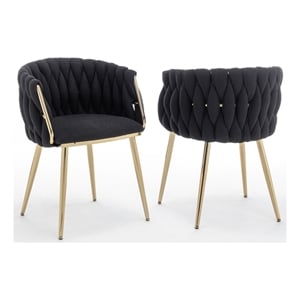Best Quality Furniture Braided Accent Chairs in Black Teddy Boucle Fabric