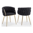 Best Quality Furniture Braided Accent Chairs in Black Teddy Boucle Fabric