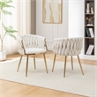 Best Quality Furniture Braided Accent Chairs in Cream Teddy Boucle Fabric