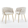 Best Quality Furniture Braided Accent Chairs in Cream Teddy Boucle Fabric