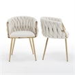 Best Quality Furniture Braided Accent Chairs in Cream Teddy Boucle Fabric