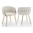 Best Quality Furniture Braided Accent Chairs in Cream Teddy Boucle Fabric