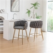 Best Quality Furniture Braided Counter Chairs in Dark Gray Teddy Boucle Fabric