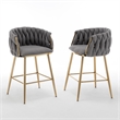 Best Quality Furniture Braided Counter Chairs in Dark Gray Teddy Boucle Fabric