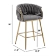Best Quality Furniture Braided Counter Chairs in Dark Gray Teddy Boucle Fabric