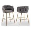 Best Quality Furniture Braided Counter Chairs in Dark Gray Teddy Boucle Fabric