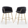 Best Quality Furniture Braided Counter Chairs in Black Teddy Boucle Fabric