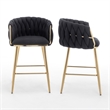 Best Quality Furniture Braided Counter Chairs in Black Teddy Boucle Fabric