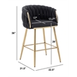 Best Quality Furniture Braided Counter Chairs in Black Teddy Boucle Fabric