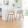 Best Quality Furniture Braided Counter Chairs in Cream Teddy Boucle Fabric