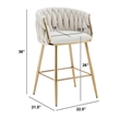 Best Quality Furniture Braided Counter Chairs in Cream Teddy Boucle Fabric
