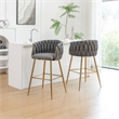 Best Quality Furniture Braided Barstools in Dark Gray Teddy Boucle Fabric