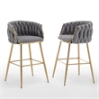 Best Quality Furniture Braided Barstools in Dark Gray Teddy Boucle Fabric