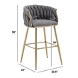 Best Quality Furniture Braided Barstools in Dark Gray Teddy Boucle Fabric