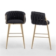 Best Quality Furniture Braided Barstools in Black Teddy Boucle Fabric