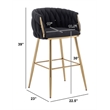 Best Quality Furniture Braided Barstools in Black Teddy Boucle Fabric