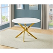 Best Quality Furniture White Faux Marble Glass Dining Table with Gold Chrome