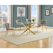 Best Quality Furniture Rectangular Clear Glass Dining Set with Fluffy Chairs