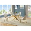 Best Quality Furniture Round Clear Glass Dining Table with Velvet Side Chairs