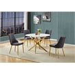 Best Quality Furniture Faux White Marble Glass Dining Table with Velvet Chairs