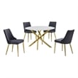 Best Quality Furniture Faux White Marble Glass Dining Table with Velvet Chairs
