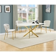Best Quality Furniture Rectangular White Faux Marble Glass Dining Set