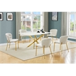 Best Quality Furniture Rectangular White Faux Marble Glass Dining Set