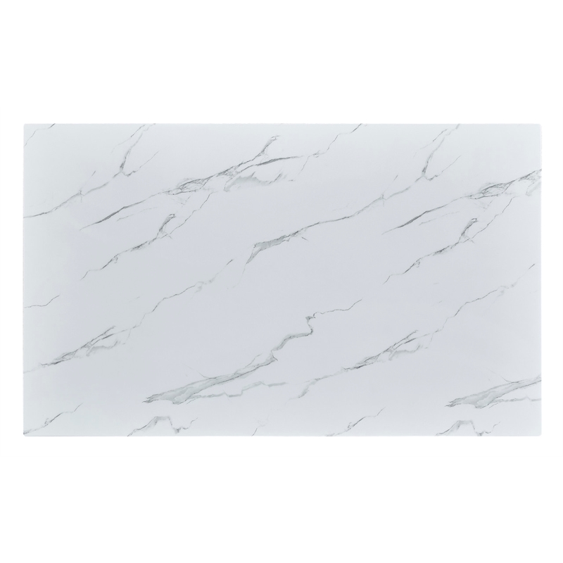 Best Quality Furniture Rectangular White Faux Marble Glass Dining Set