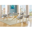 Best Quality Furniture Rectangular Clear Glass Dining Set with Linen Chairs