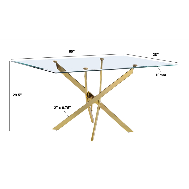 Best Quality Furniture Rectangular Clear Glass Dining Set with Linen Chairs