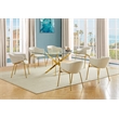 Best Quality Furniture Rectangular Clear Glass Dining Set with Linen Chairs