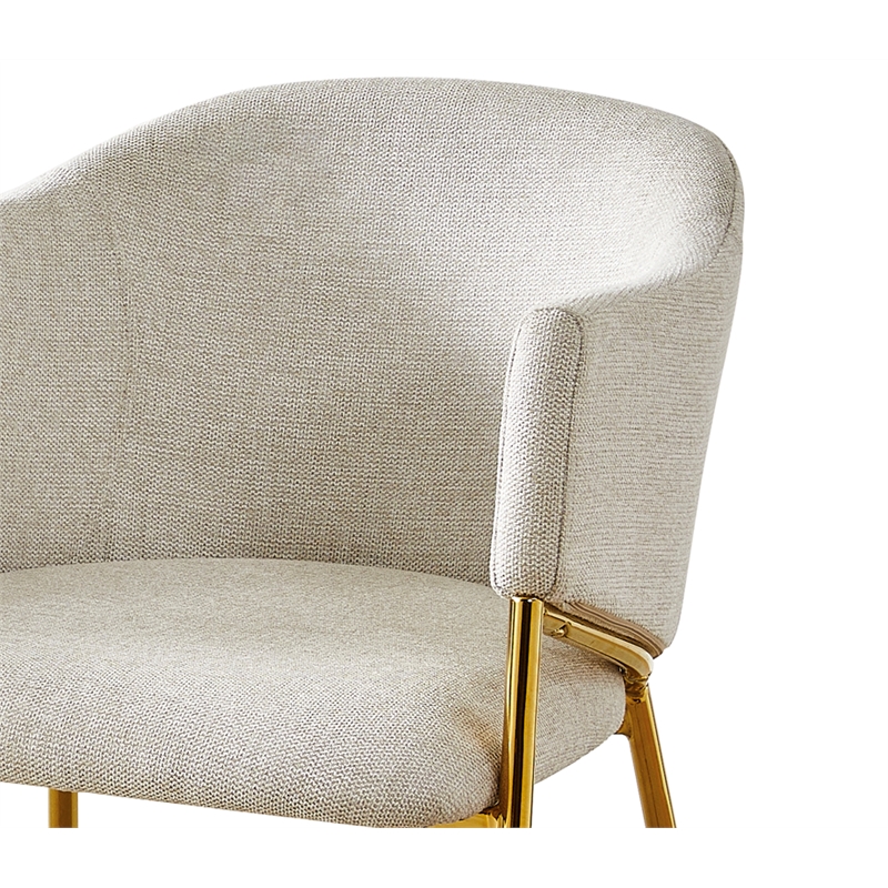 Best Quality Furniture Rectangular Clear Glass Dining Set with Linen Chairs