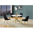 Best Quality Furniture Faux White Marble Glass Dining Table with Velvet Chairs