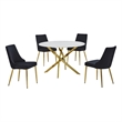 Best Quality Furniture Faux White Marble Glass Dining Table with Velvet Chairs