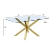 Best Quality Furniture Rectangular Clear Glass Dining Set with Linen Chairs