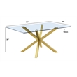 Best Quality Furniture Rectangular Clear Glass Dining Set with Linen Chairs
