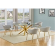 Best Quality Furniture Rectangular Clear Glass Dining Set with Linen Chairs