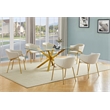 Best Quality Furniture Rectangular Clear Glass Dining Set with Linen Chairs