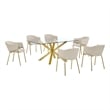 Best Quality Furniture Rectangular Clear Glass Dining Set with Linen Chairs
