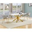 Best Quality Furniture Rectangular White Faux Marble Glass Dining Set